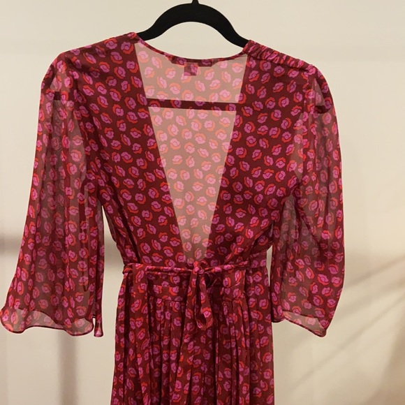 DVF Alicia Peasant Sleeve Ballet Rose Silk Dress - Picture 10 of 12